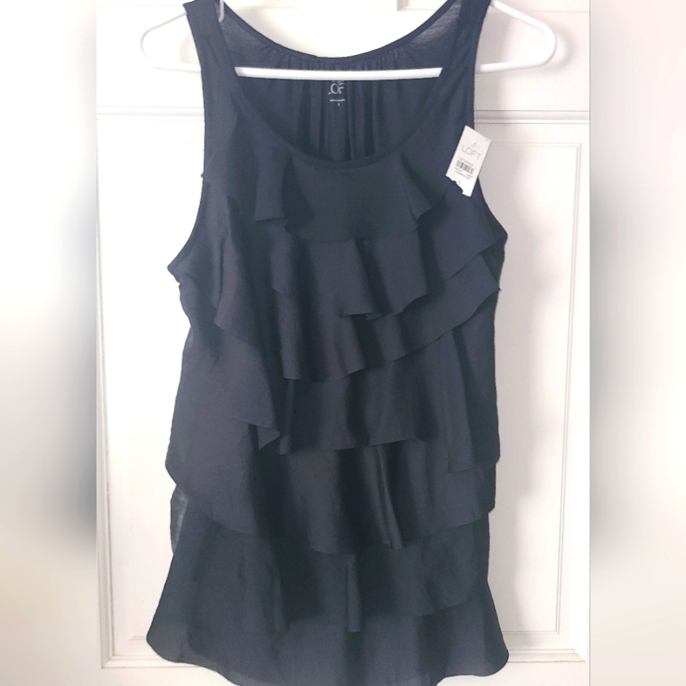 Ann Taylor LOFT Elegant Black Layered Tank Top NEW WITH TAGS